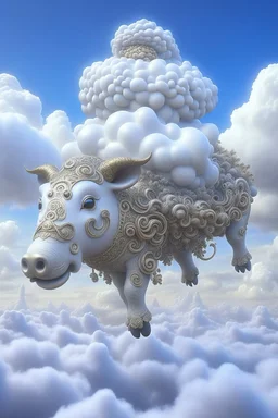 Cloud animal , 3d 4k octane render, lifelike, photorealistic, artstation, illustration, smooth, sharp focus, ornate, intricate, complex, highly detailed, digital painting, smooth, art by tom bagshaw, akihiko yosh