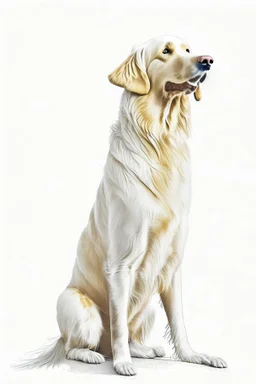 retriever dog , white background, in the style of degas