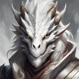 dnd, portrait of white dragonborn