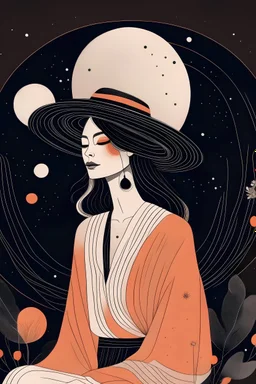 minimalist boho art lady with space