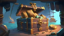 Sea of Thieves lots of treasure chest on a ship
