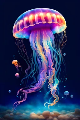A bright jellyfish throwing something