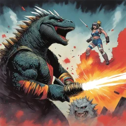 [art by Greg Smallwood] Mil Mascaras vs. Godzilla (tank_girl)