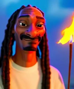 Snoop Dogg, cigar with dollars burning, jungle background, hyper realistic