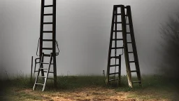 a ladder coming down from the clouds to the ground