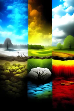 A landscape with the four elements of the earth (fire,water,Wind,soil) 1 photos natural