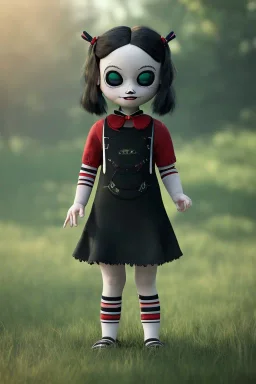 Wednesday Addams toddler, full body, jump, bokeh, hyper realistic