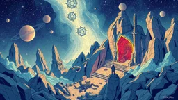 lyrical abstraction, the great beyond, deep space exploration by kelly freas in style of retro snes game, retro rpg, dungeons and dragons, the boss of monster manual, artstation (mist), line art, isometric, 8k, hd
