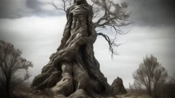 The sculpture stood, a silent sentinel, as still as a petrified tree in a forgotten forest.