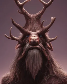 humanoid figure monster with antlers, highly detailed, digital art, sharp focus, trending on art station, kentaro miura manga art style,deep forest background