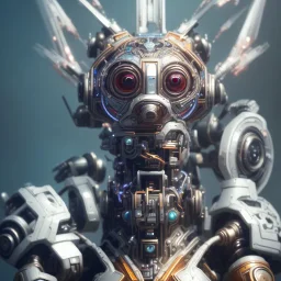 a beautiful full frame portrait digital painting of futuristic dogpunk robot, wide angle view, close-up, macro lens, centered camera, titanium accents, intricate details, small minutiae, tiny features, particulars, colorful, 8k, least ambient occlusion, volumetric lighting, volumetric clouds