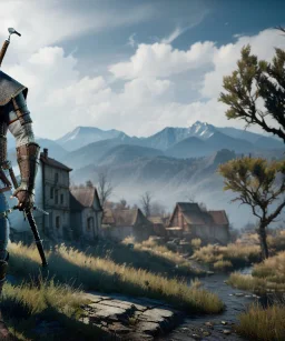 The Witcher, Geralt of rivia, full body, dramatic lighting, hyper realistic, unreal engine 5