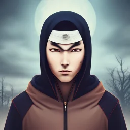 itachi uchiha, ninja, arab, face portrait, mosque background, landscape, 8k resolution