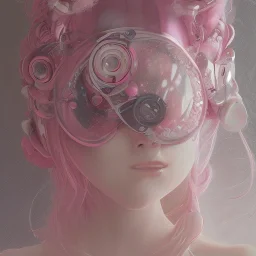 Detailed cute anime rabbit girl, pink hair buns, pink bangs, black latex bodysuit, intricate details, full body portrait, keep head in frame, slight smile, black Japanese motif, concept art, highly detailed, digital painting, concept art, sharp focus, illustration, art by Yoji Shinkawa, WLOP and greg rutkowski and alphonse mucha and artgerm and yanjun Chen and Junji ito and Makoto Shinkai, HDR, octane render