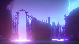 bright light beyond a huge gate