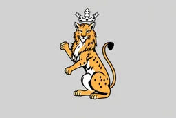 a lynx in a royal lion position like on flags or crests, vector
