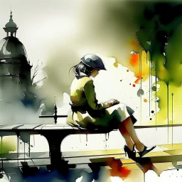 girl sitting on a bench. Thomas Wells Schaller