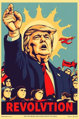 trump cultural revolution poster image in the style of shepard fairy