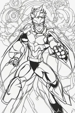 out line art of VISION super HIRO colouring pages with white background ,skech style ,full body. only use outline,mandala style,clean line art,white background,no shadow and clear and well outlined