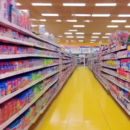 vary colorful kmart empty hyper-detail japan anime pocky a lot of aisle from tap view