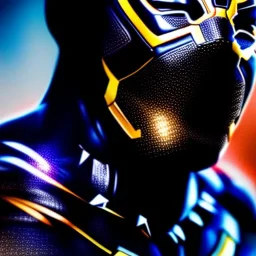 Ultra detailed fullbody Portrait in oil on canvas of black panther merges with ironman ,intense stare,extremely detailed digital painting, extremely detailed face,crystal clear Big eyes,with full head inside portrait, mystical colors ,perfectly centered image, perfect composition, rim light, beautiful lighting,masterpiece,8k, stunning scene, raytracing, anatomically correct, in the style of robert e howard and Ken Kelley and Ohrai Noriyoshi and Simon Bisley and tomzj1