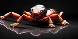 reflective mirror scorpion. close up photo. realism