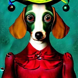 dachshund with clown makeup detailed CATRIN WELZ-STEIN