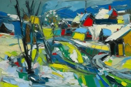Winter in the style of frank Auerbach