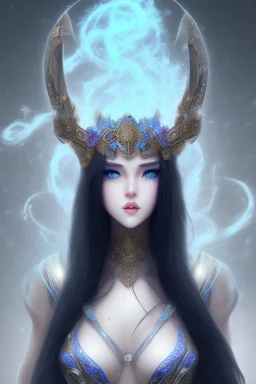 Black haired goddes with blue eyes