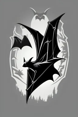"Design a striking bat front cover logo for a T-shirt. Create a sleeker and detailed illustration of a bat in flight. Ensure it's in a PNG style with a transparent background, allowing it to seamlessly integrate with various T-shirt colors. Capture the mystique and elegance of these nocturnal creatures."