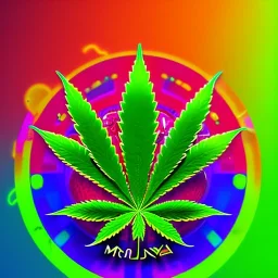 Marijuana, splash color, bright colors, neon, glow, Psychedelic, detail, 8k, bright light,blurry