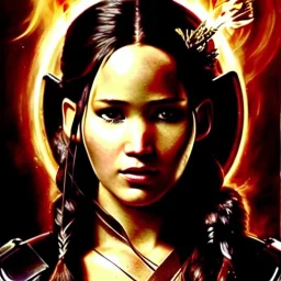 portrait beautiful face Katniss Everdeen - The Hunger Games,busty,ancient metal armor balanciaga fashion clothe painting by gaston bussiere, greg rutkowski, yoji shinkawa, yoshitaka amano, tsutomu nihei, donato giancola, tim hildebrandt, oil on canvas, cinematic composition, extreme detail,fit full head inside picture,16k