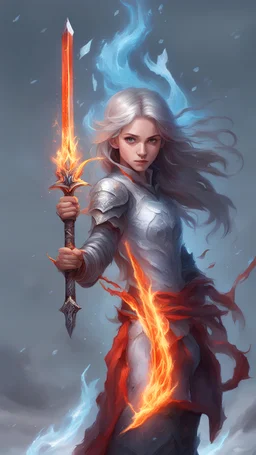 Girl with fire and ice swords