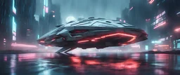 a lot of secret agents in front of futuristic spaceship, extrene long shot, hyperrealistic 16k, 3d rendering, expressively detailed, dynamic lightning, rainy day, secret organization, cyberpunk, neon-light,