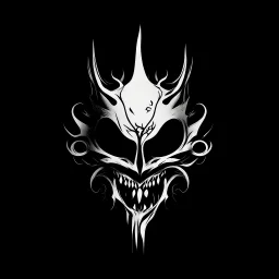 {LOGO} - embodying the sinister depths of 'Greedy Chaos Madness.' Imagine a demonic visage emerging from swirling tendrils of darkness, its eyes ablaze with insatiable hunger. Incorporate twisted, jagged elements to convey the chaotic nature of its desires, while maintaining an aura of malevolent power. Let the essence of darkness and evil flow through every stroke, creating a symbol that strikes fear and awe in equal measure."