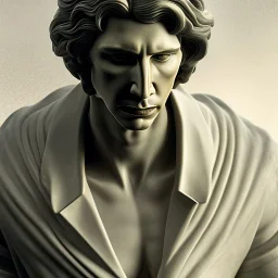 White Statue adam driver , Rome style sculpture, full body, fresco background, hyper realistic, 8k,