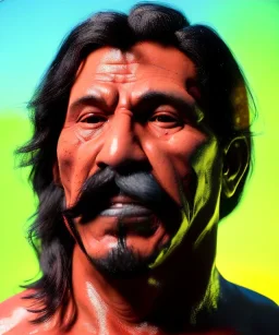 Portrait Mexican Man, wrestling, retro 80s style, hot ambient, photo studio, red, gold, vibrant color, highly detailed, art stations, concept art, smooth, unreal engine 5, god rays, ray tracing, RTX, lumen lighting, ultra detail, volumetric lighting, 3d, finely drawn, high definition, high resolution.