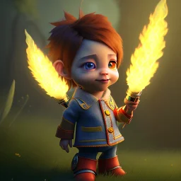 Concept art of Little fire-boy (Pixar art style)++, highly detailed, digital painting, art stations, concept art, smooth, unreal engine 5, god rays, ray tracing, RTX, nanite polygons, lumen lighting, ultra detail, volumetric lighting, 3d, detailed anime, finely drawn, high definition, high resolution, cartoon [ animation, cartoon, drawing, painting, low res, cropped, watermark, jpeg artifacts, low quality, normal quality, bad anatomy, text error, worst quality, blurry thousan