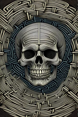 A labyrinth shaping the lines of a skull