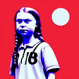 portrait of Greta Thunberg on top of the world