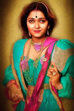 Portrait lady, full body shot, full-color medium shot Bollywood