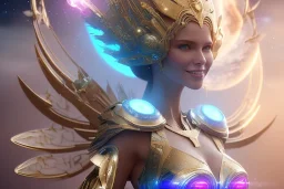  beautiful cosmic woman, nice smiling, magic glamour make up, delicate colors, beautiful glamour galactique dress, ultra sharp focus, 8k, unreal engine 5, extremely sharp detail, light effect, soft light atmosphere of a spaceship, smooth, full of details, face in front, complete vision of face and hair and body