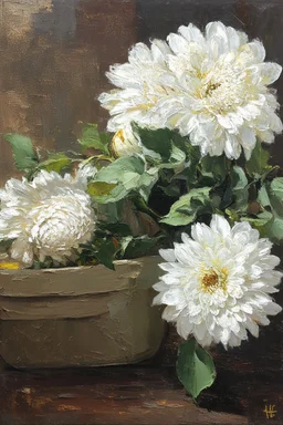 Mums; Oil Painting