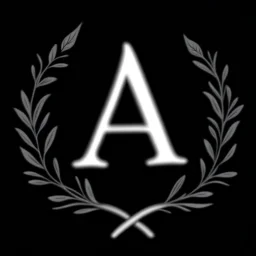 2 branches(crossed at bottom, arching upward in a wreath, delicate hand drawn outline linework, romantic), Letter A in Middle or wreath, sharp image, white vector on black background