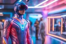 cosmic male extraterrestrial being, human-alike, comic suit, full body, bright colors, portrait, highly detailed, Cinematic, Color Grading, Editorial Photography, Depth of Field, DOF, Tilt Blur, White Balance, 32k, Super-Resolution, Megapixel, ProPhoto RGB, VR, Half rear Lighting, Backlight, non photorealistic rendering