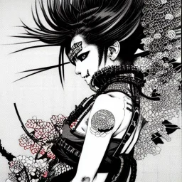 beautiful punk girl, hyper detailed, hyperdetailed, intricately detailed, illustration by <Katsushika Hokusai> <Yoji Shinkawa>,