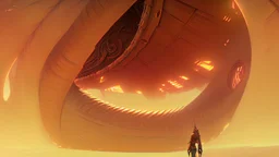 in front of dune giant sandworm, concept art