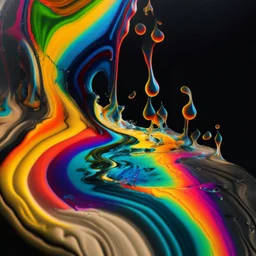 rainbow liquid painting transforming into a vinyl