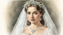 old postcard, white background, bride, colored pencil drawing, 3d, 64k, high resolution, high detail, computer graphics, hyperrealism, f/16, 1/300 sec. digital painting, double exposure,