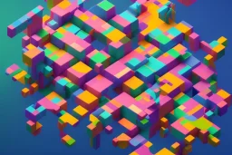 3D colorful geometric installation, simplistic, studio lighting, C4D, 16k, Behance, Artstation, centered, top down camera, vibrant